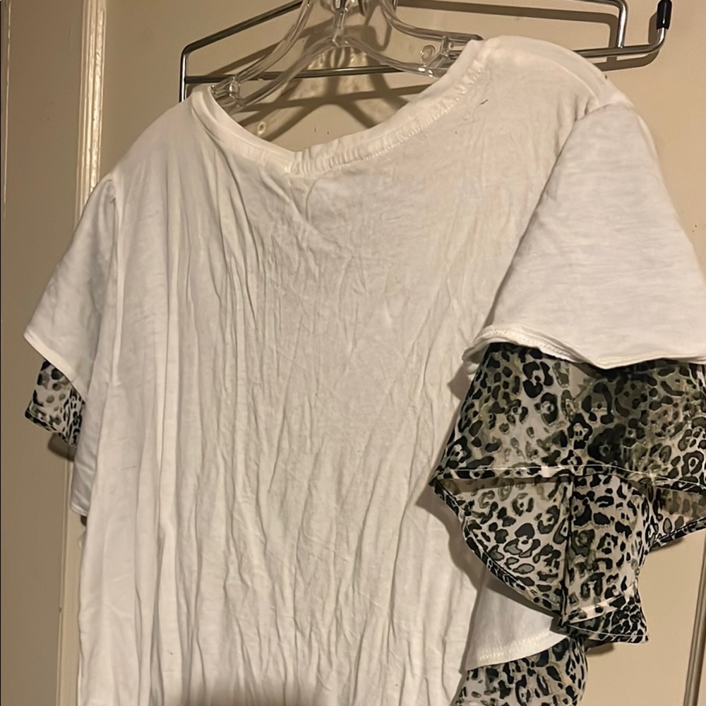 White Ruffle Sleeve Top - Picture 3 of 3